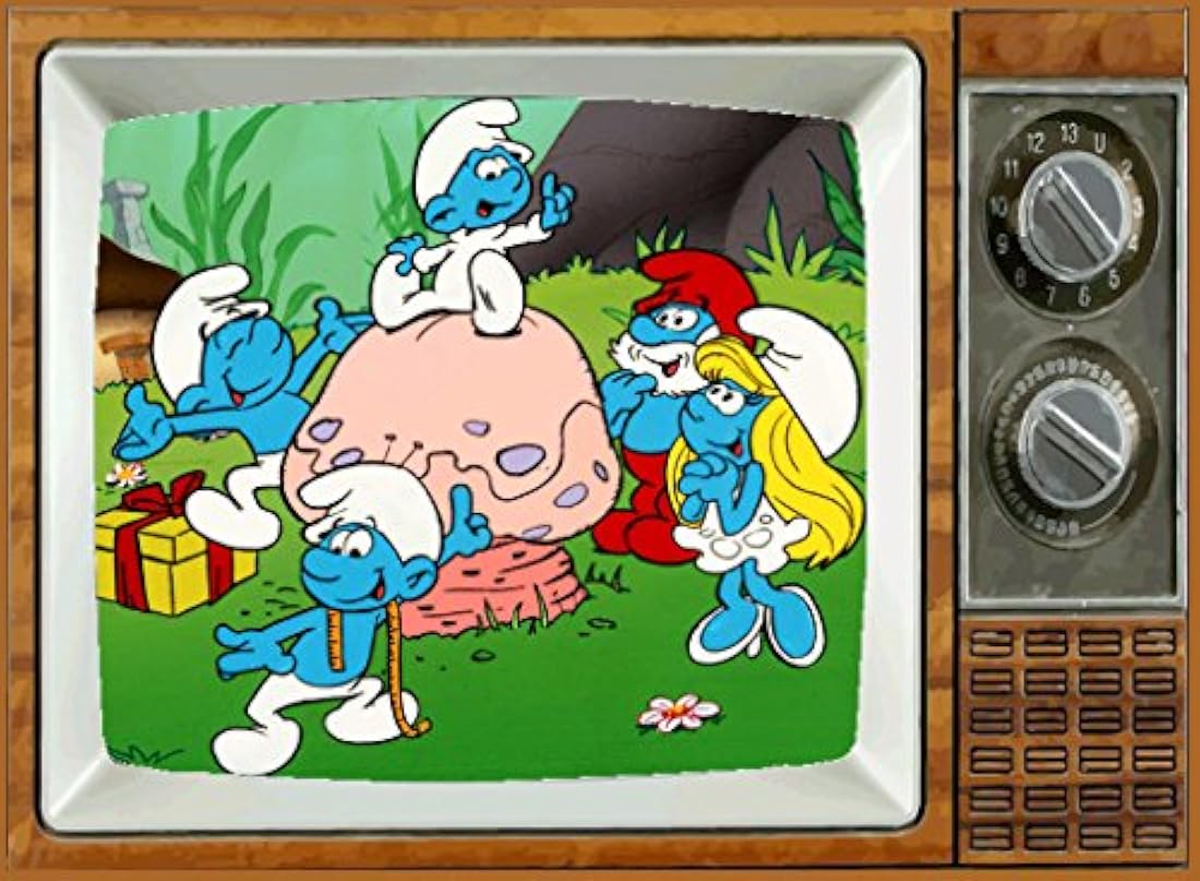 imán para nevera de los Pitufos TV retro