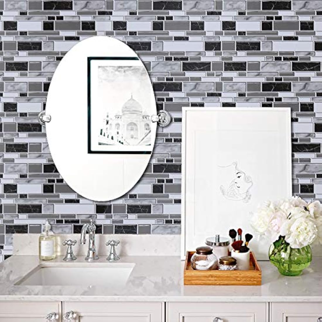 Vinilos Decorativos blanco y negro para cocina o baño