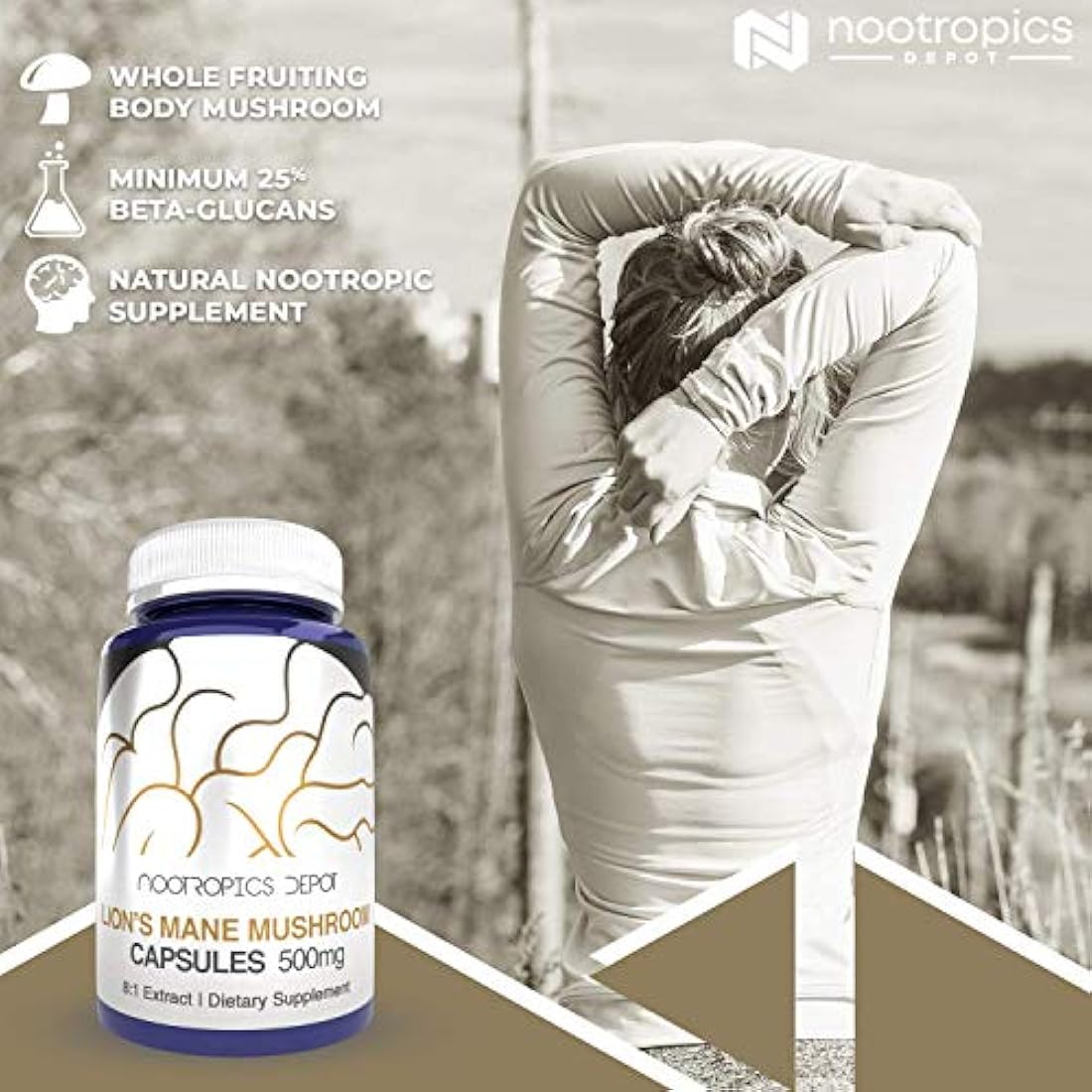 Leones Mane Cápsulas de hongos Extracto 8: 1, 1
