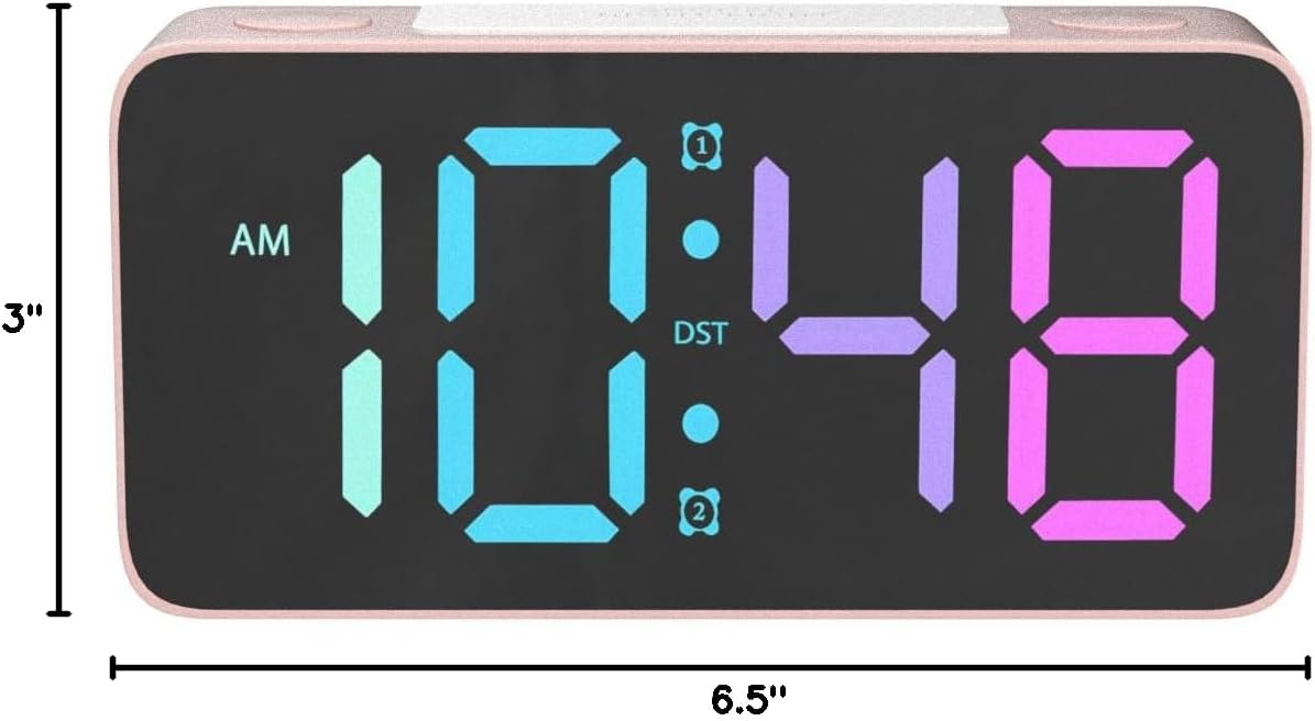 Reloj Despertador Digital con Luz Nocturna y Cargador USB