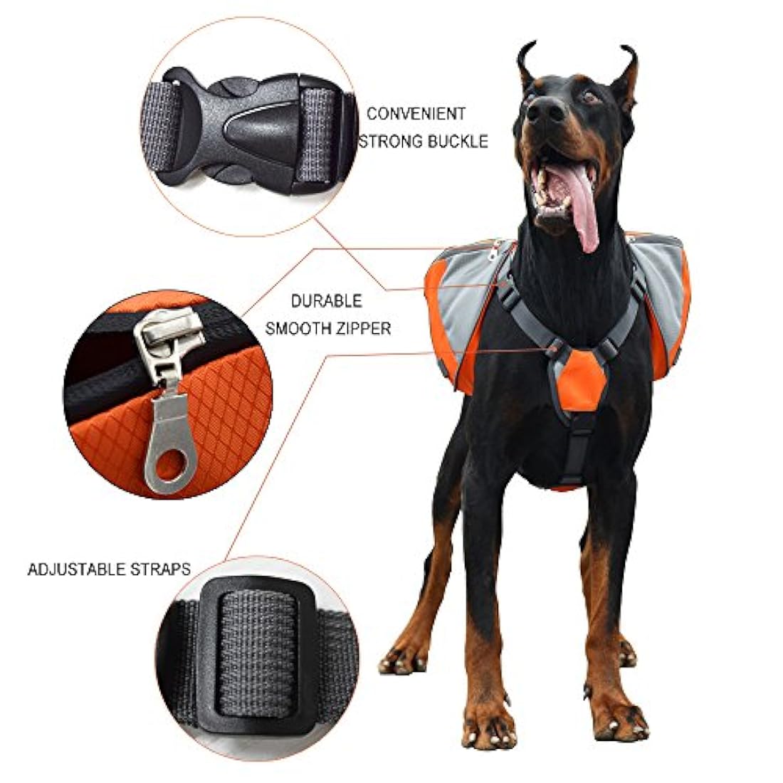 Alforjas de poliéster para perro.