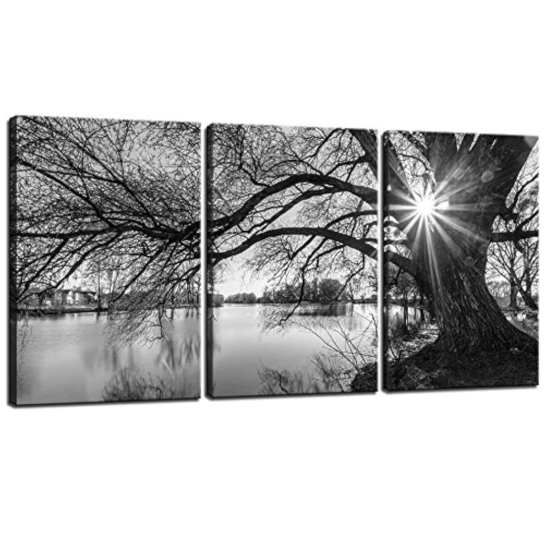 Lienzo decorativo con diseño de árbol blanco y negro