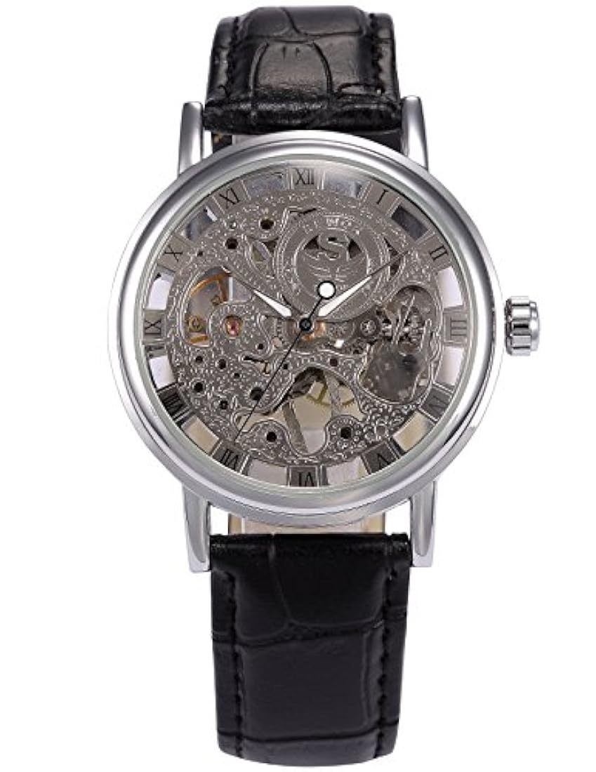 Reloj de pulsera mecánico para hombres, mano de esqueleto