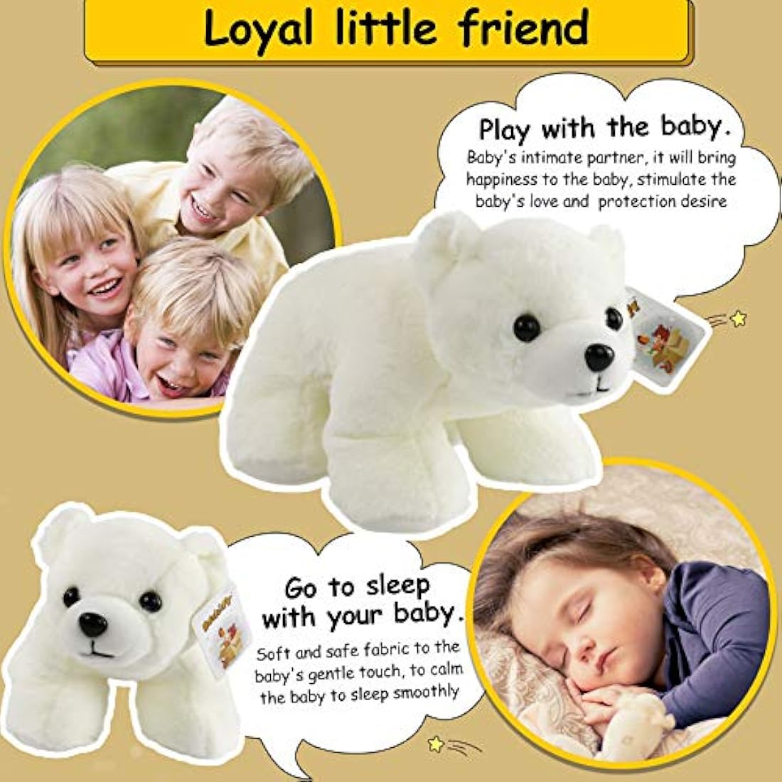 Juguete de peluche suave y curioso Oso polar brillante