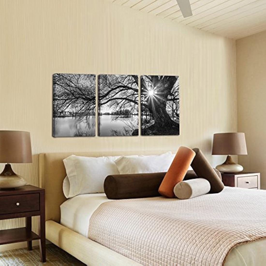 Lienzo decorativo con diseño de árbol blanco y negro