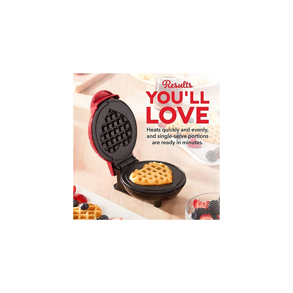 Mini máquina para wafles individuales diseño de corazón rojo