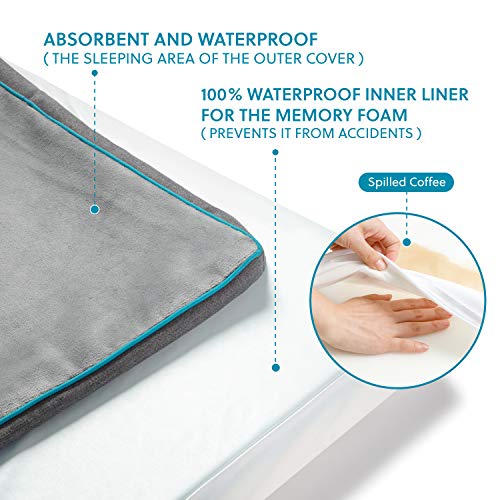 Bedsure Cama ortopédica grande de espuma viscoelástica para perro, cama lavable para cajón con forro impermeable y funda extraíble, cama de franela de felpa con parte inferior antideslizante para perros medianos, grandes y extragrandes