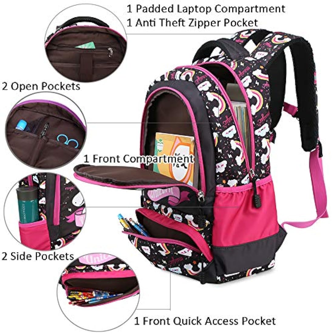 Juego de mochila para niñas con bolsa de almuerzo
