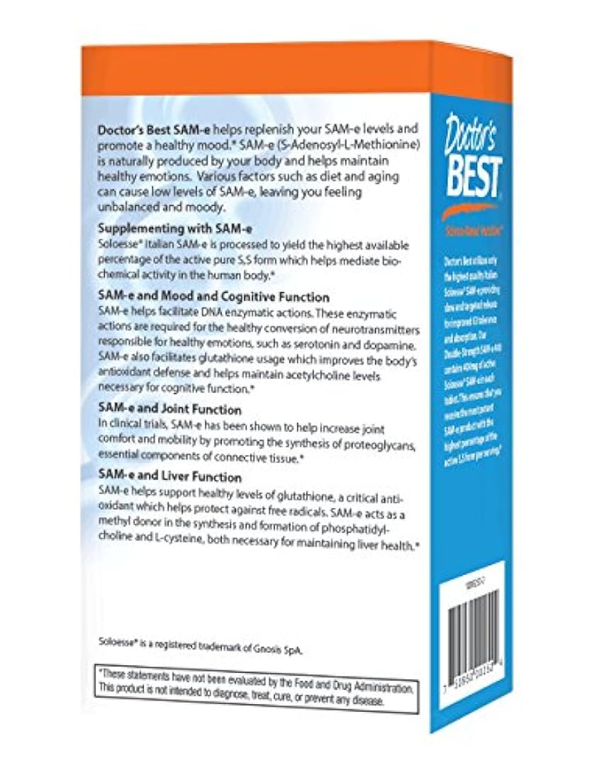 Suplemento dietario Doctor's Best SAM-e 0.014 oz