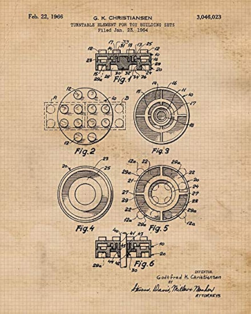 Impresiones de carteles vintage de patentes de Lego