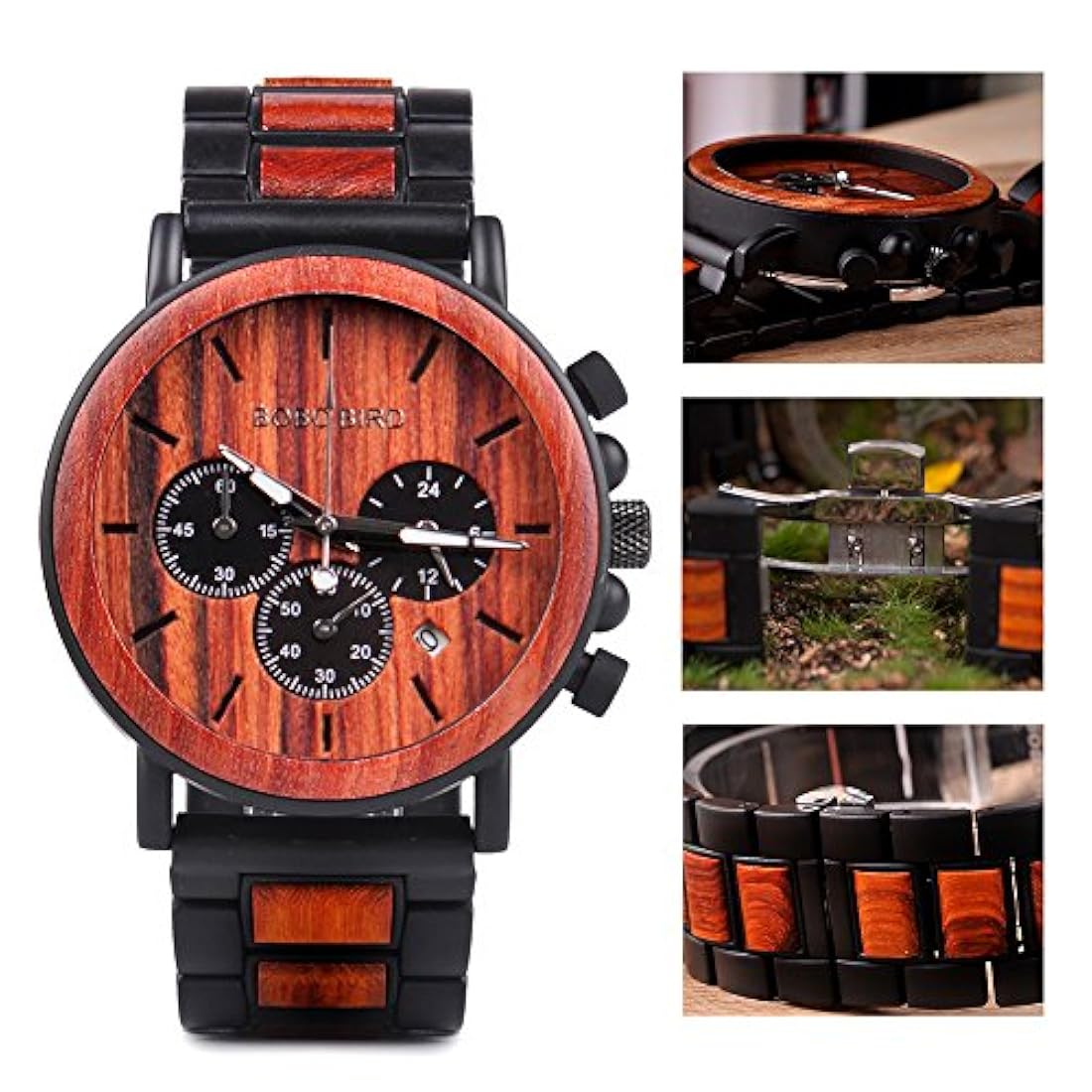 Reloj de pulsera casual para hombre, de madera
