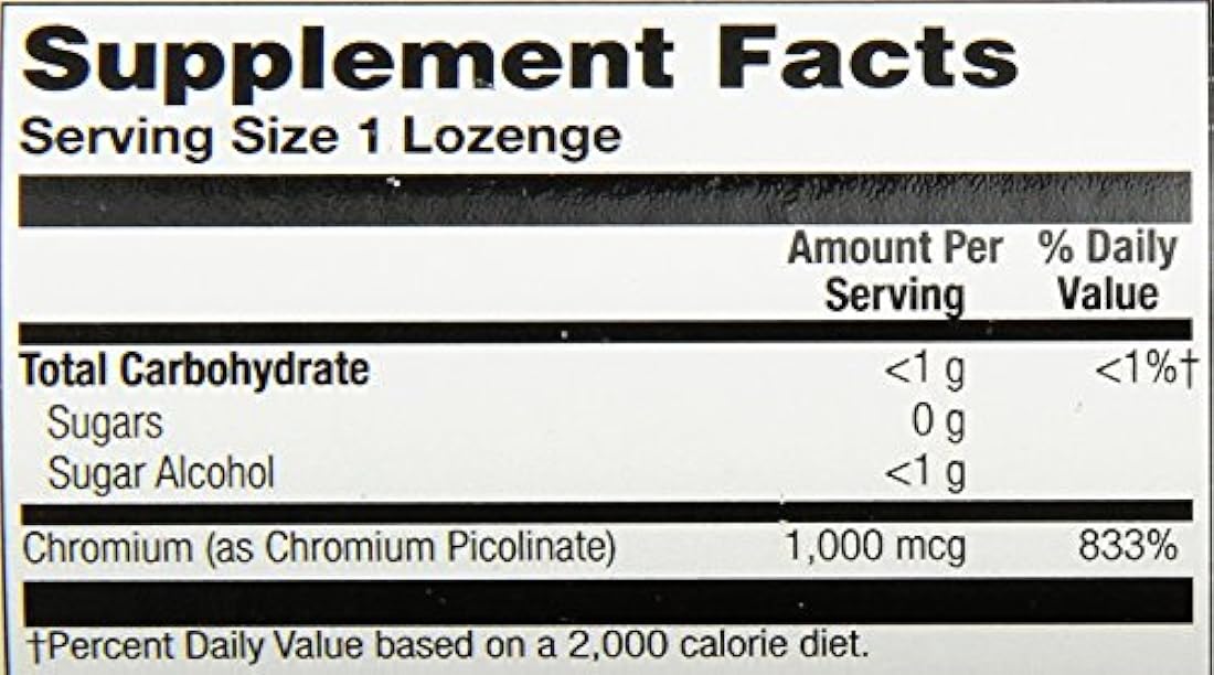 Pastillas de picolinato cromo Solaray 1000 mcg, 100 unidades