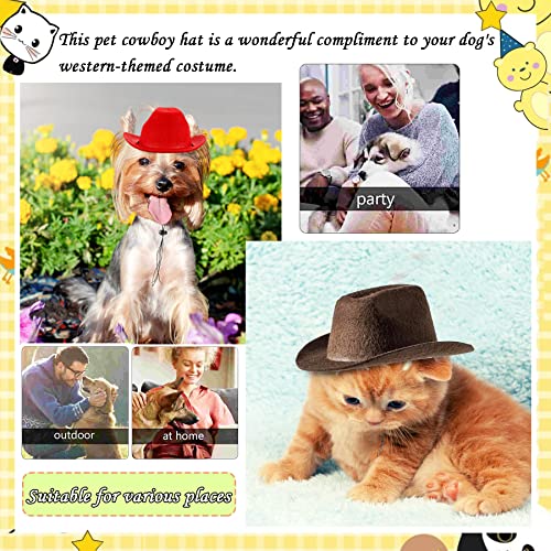 Pai Sence 5 sombreros de vaquero para perros pequeños, con ajuste ajustable, para cachorros y mascotas, gatos, disfraz occidental, accesorios de aseo