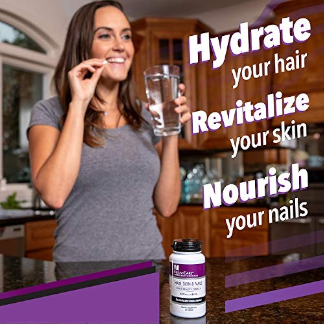 Rejuvicare Fórmula de belleza para cabello, piel y uñas con biotina, vitaminas y minerales de construcción de colágeno, 30 porciones