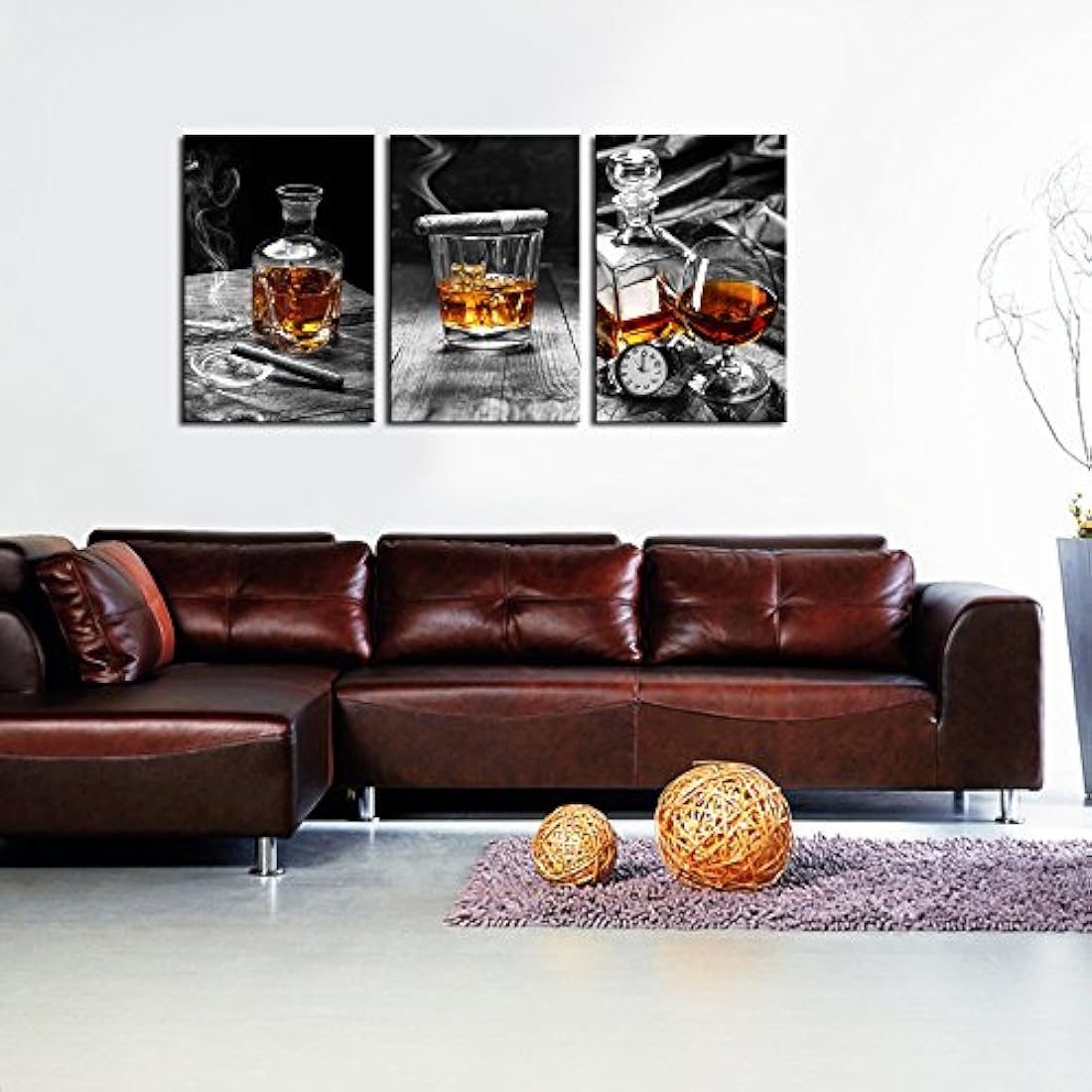 Lienzo decorativo para pared, diseño de whisky de cigarro