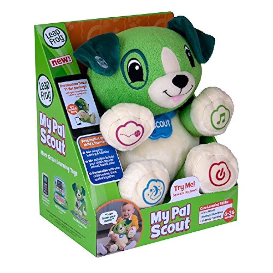 pero de peluche para niños color verde