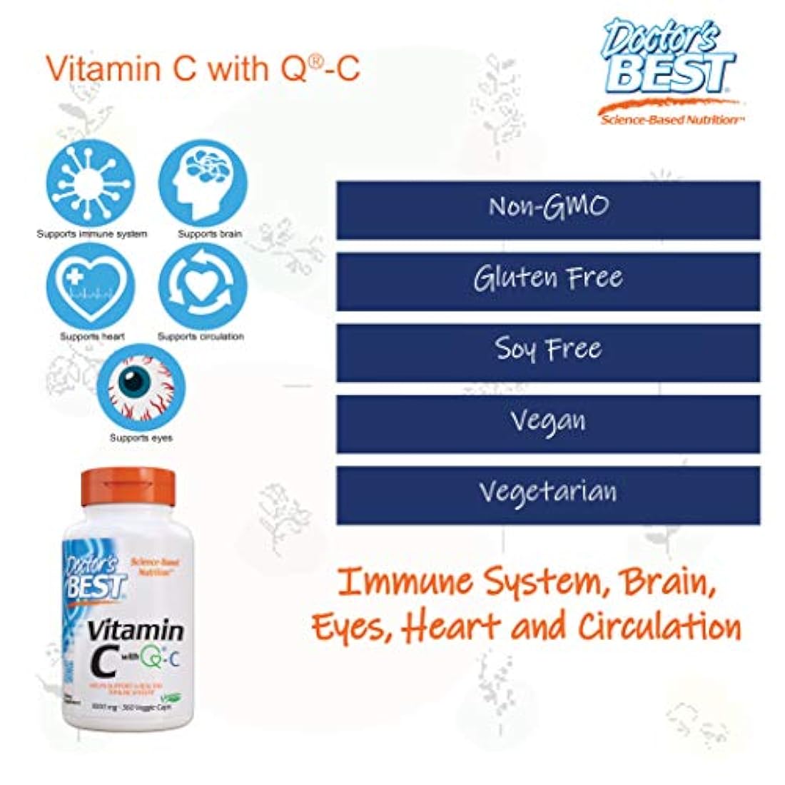 La mejor vitamina C del médico con calidad C 1000 mg, sistema inmunológico saludable, cerebro, ojos, corazón y circulación, articulaciones, procedente de Escocia, 360VC