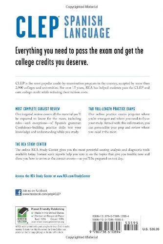 CLEP® Spanish Language Book + Online (CLEP Test Preparation)