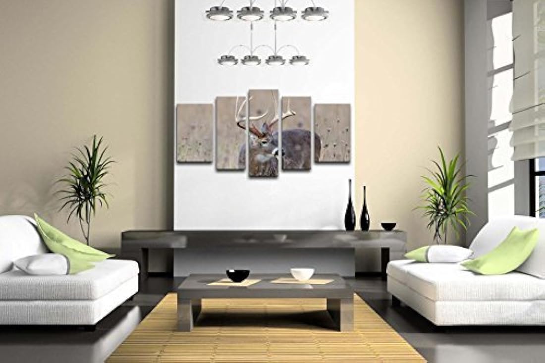 5 paneles de arte de pared de cola blanca de ciervo.