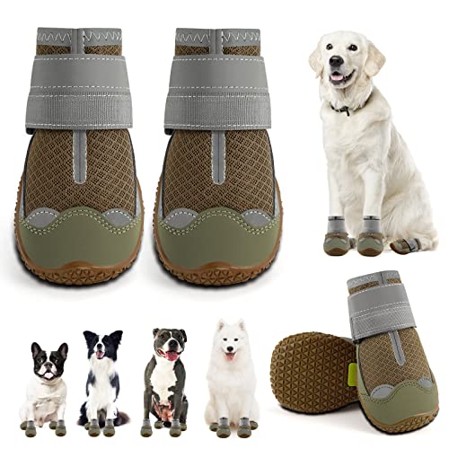 Botines de perro para pavimento caliente, impermeables, transpirables, botas de verano para perros pequeños, medianos y grandes, protectores de patas para senderismo, 4 unidades