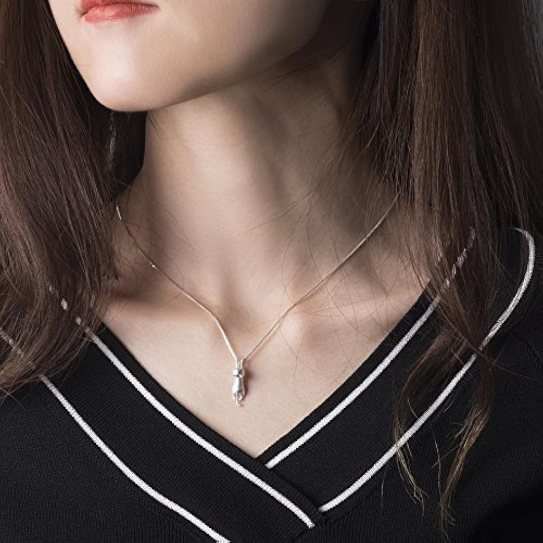 S.Leaf, Collar colgante de gato en plata esterlina sólida