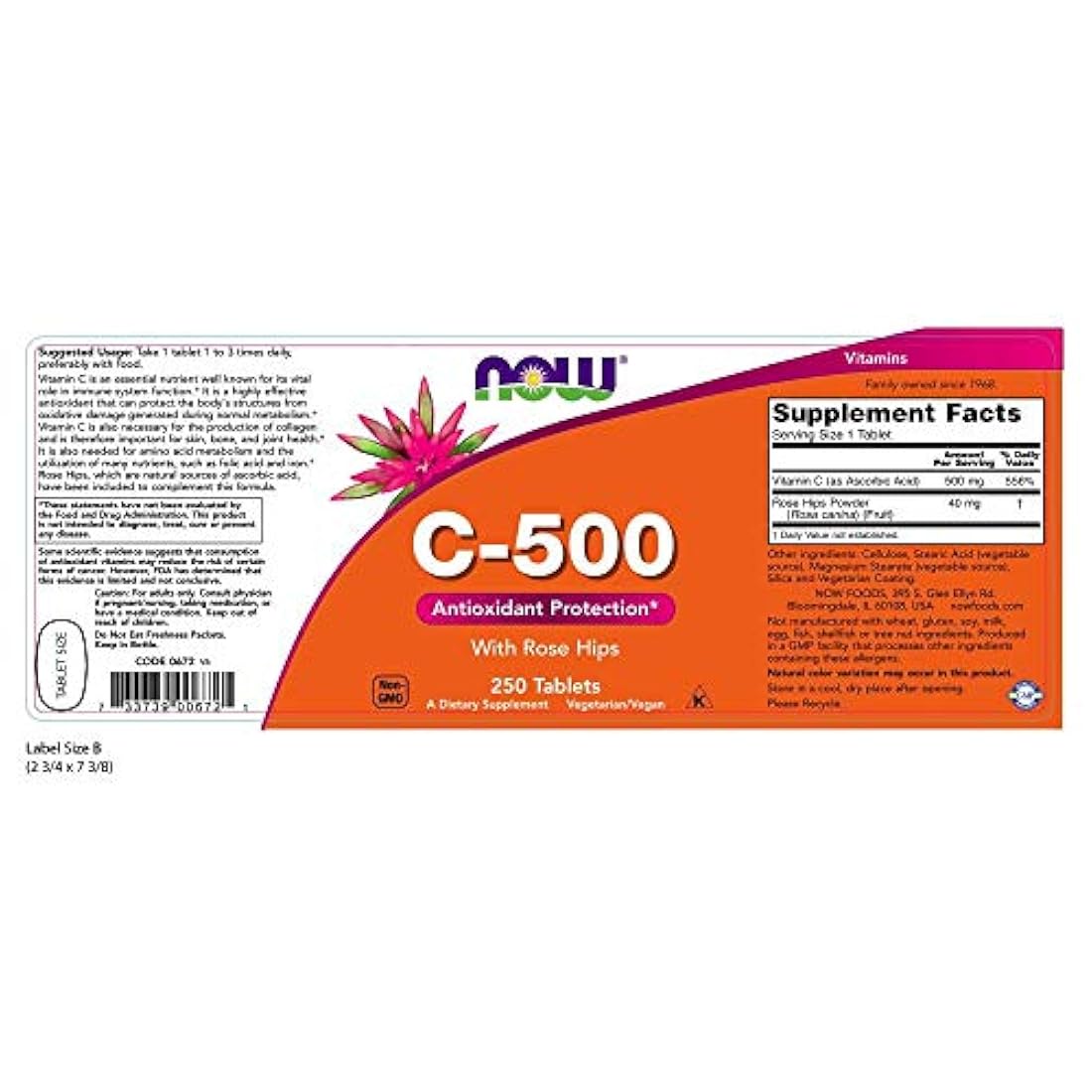 Suplementos, vitamina C-500 con escaramujos