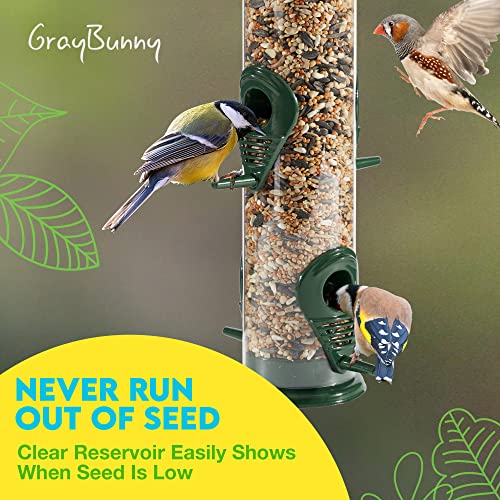 Gray Bunny Comedero para pájaros para colgar al aire libre – comedero de pájaros de tubo de metal de alta calidad, paquete de 2, a prueba de masticación, resistente a la intemperie y al agua