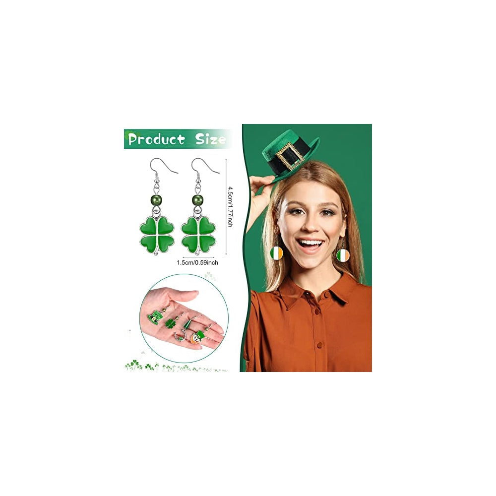 Aretes para mujer de trébol verde 9 pares