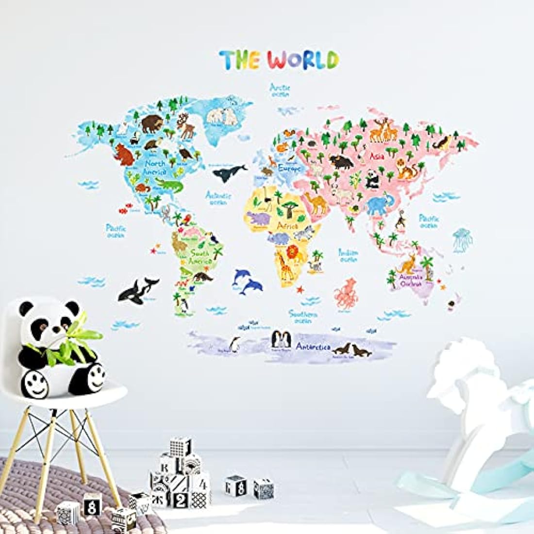 Pegatinas de pared de mapa del mundo para niños DECOWALL