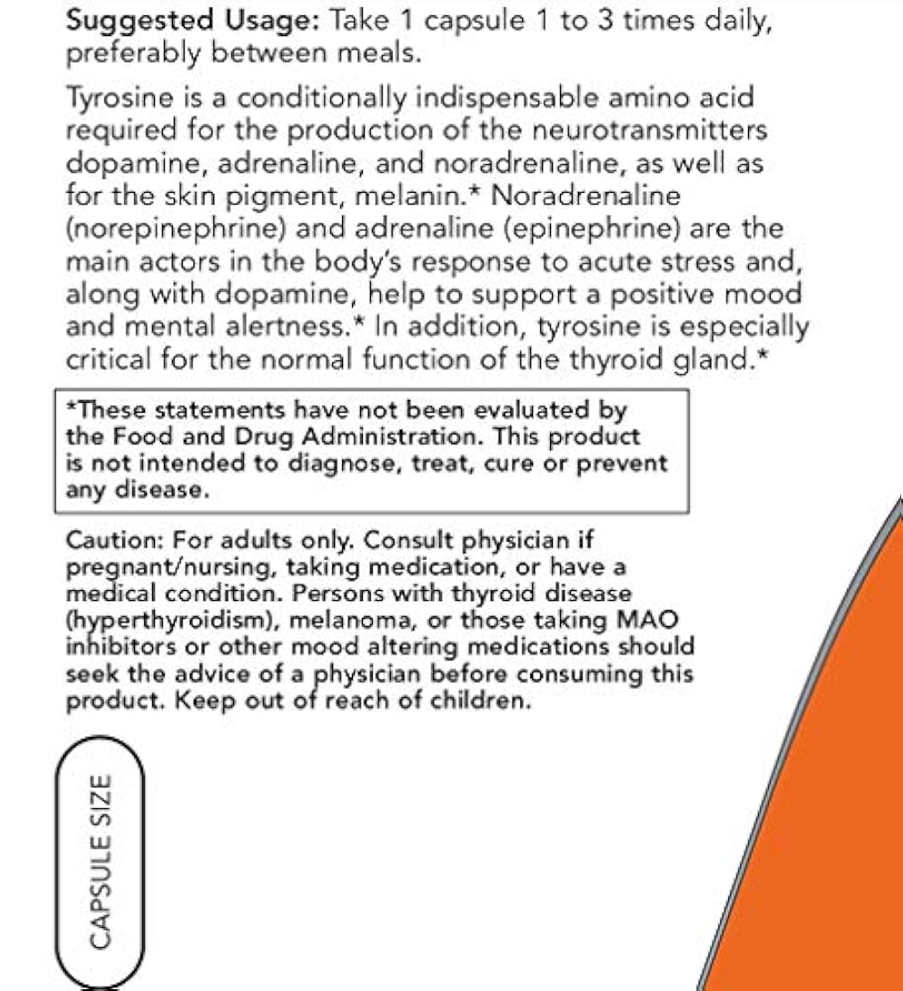 L Tirosina 500 mg de 300 Cápsulas