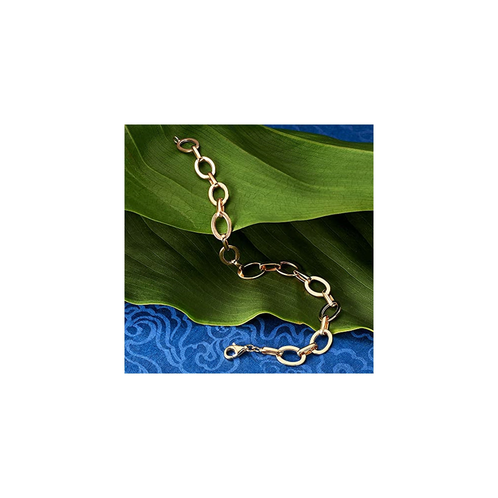 Pulseras de eslabones ovalados de oro amarillo de 14