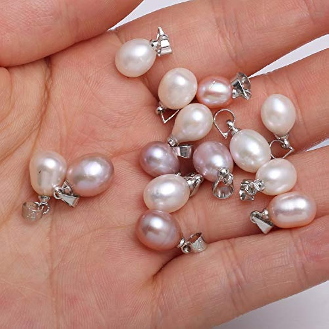 10 colgantes de perlas naturales cultivadas en agua dulce