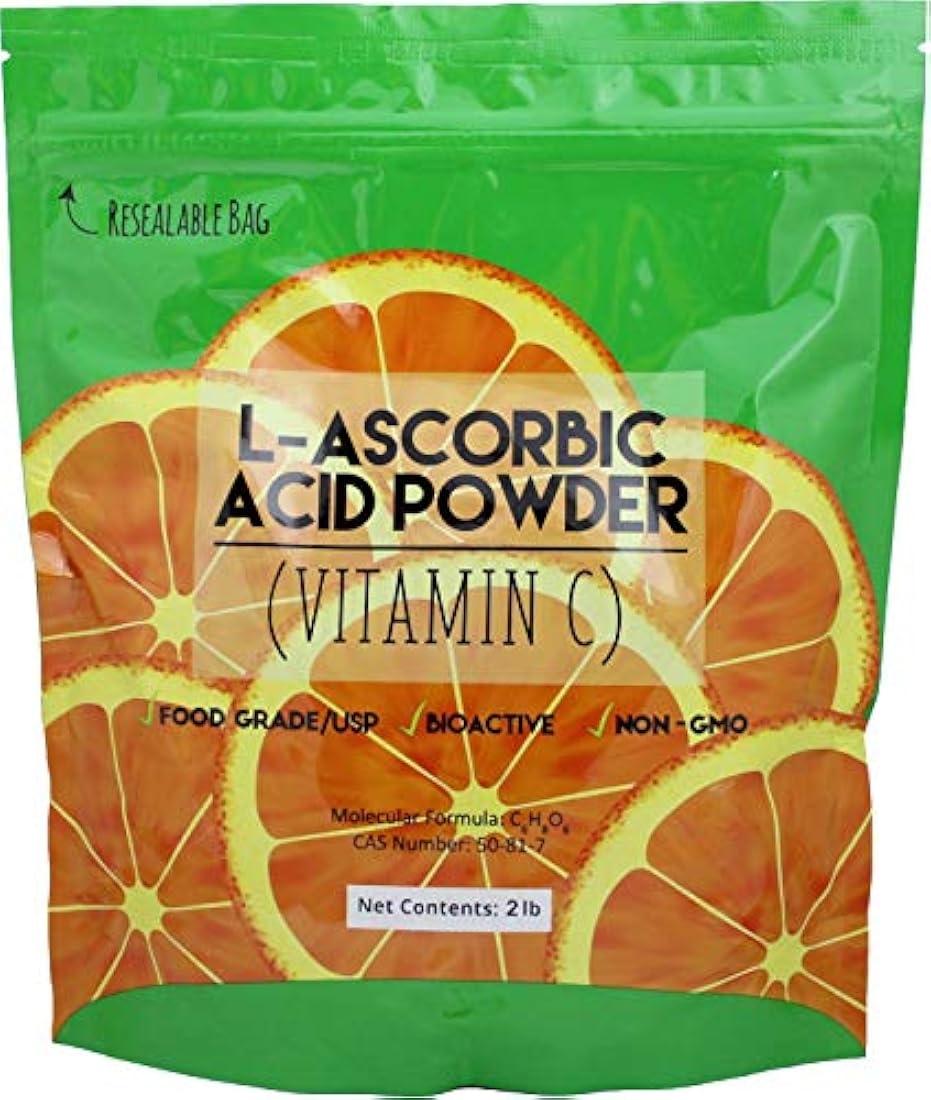 L-Ascórbico, Ácido en Polvo 99.98%, Grado alimenticio USP / BP Cristales de fermentación natural blanco puro forma de vitamina C - elige el tamaño