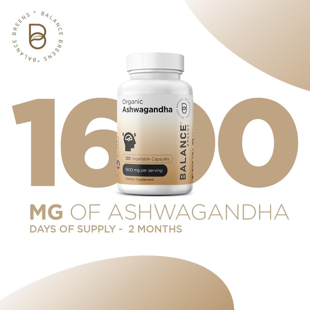 Suplemento de Ashwagandha 1600 mg - Balance Breens - 120 Vegano