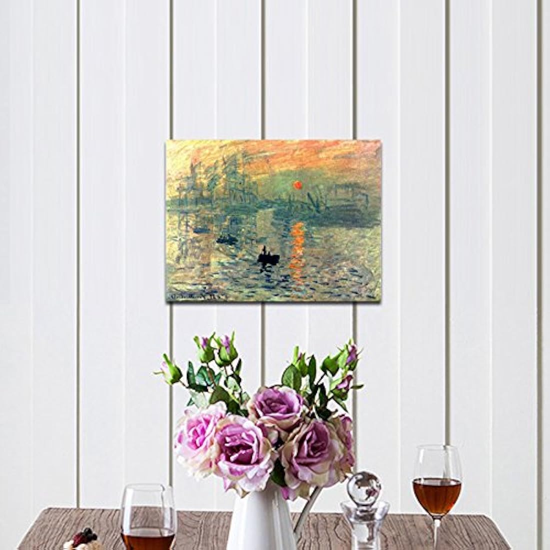 Wieco Art Sunset Lienzo impresiones de Claude Monet