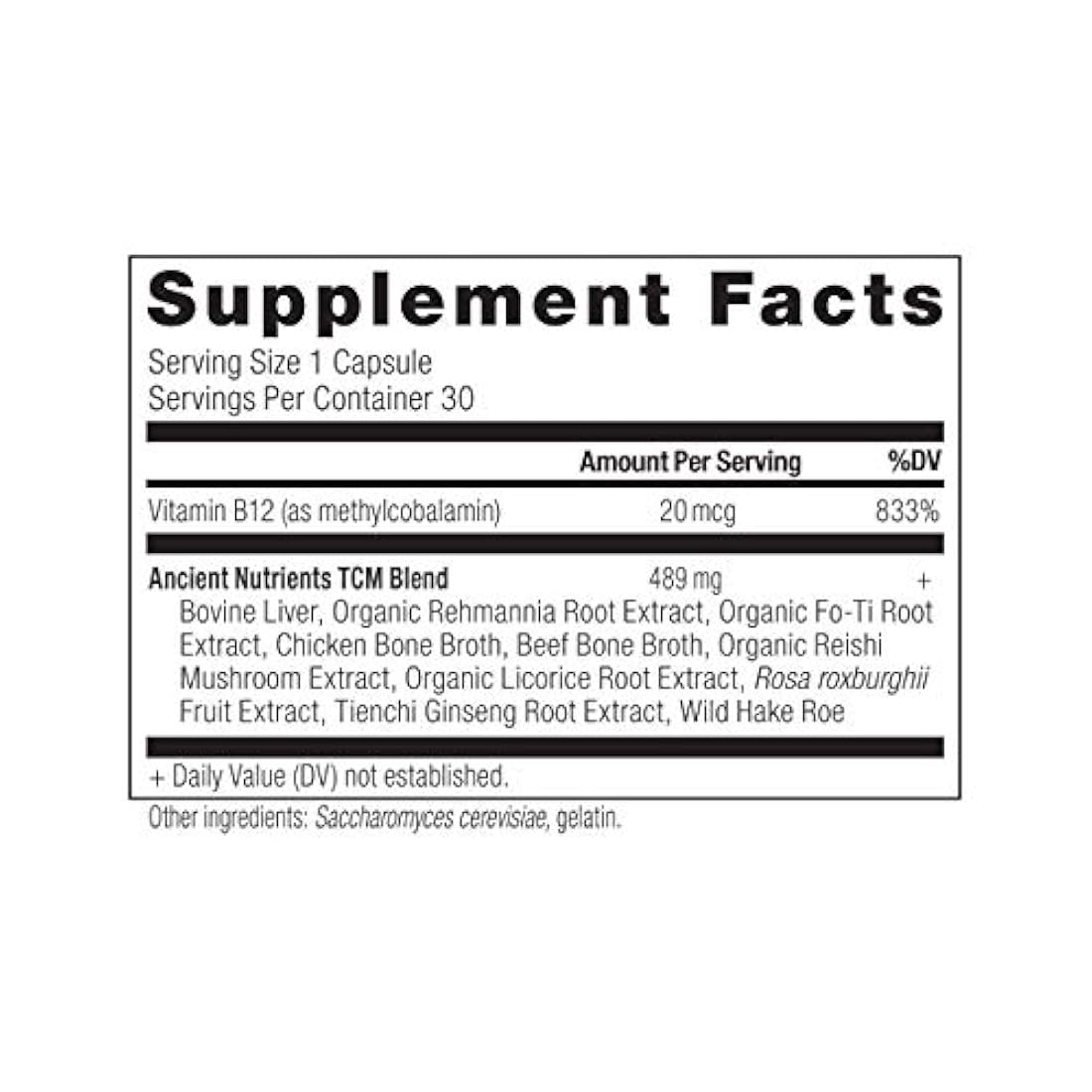 Nutrición Antigua, Nutrientes Antiguos Vitamina B-12 - Leer Alimentos, Hierbas Adaptogénicas, Activado Enzima, Paleo & Keto Friendly, 30 Cápsulas...