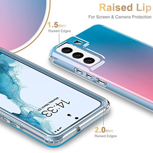 ESDOT Funda para Samsung Galaxy S22, grado militar, prueba de caídas de 21 pies, funda resistente con diseños de moda rosa azul para mujeres y niñas, funda protectora para Galaxy S22 de 6.1 pulgadas