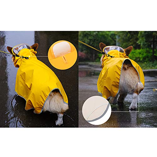Luccalily - Chubasquero con capucha para perro pequeño, perro mediano, impermeable, con tira reflectante, correa ajustable para el vientre, poncho ligero con bolsa de almacenamiento