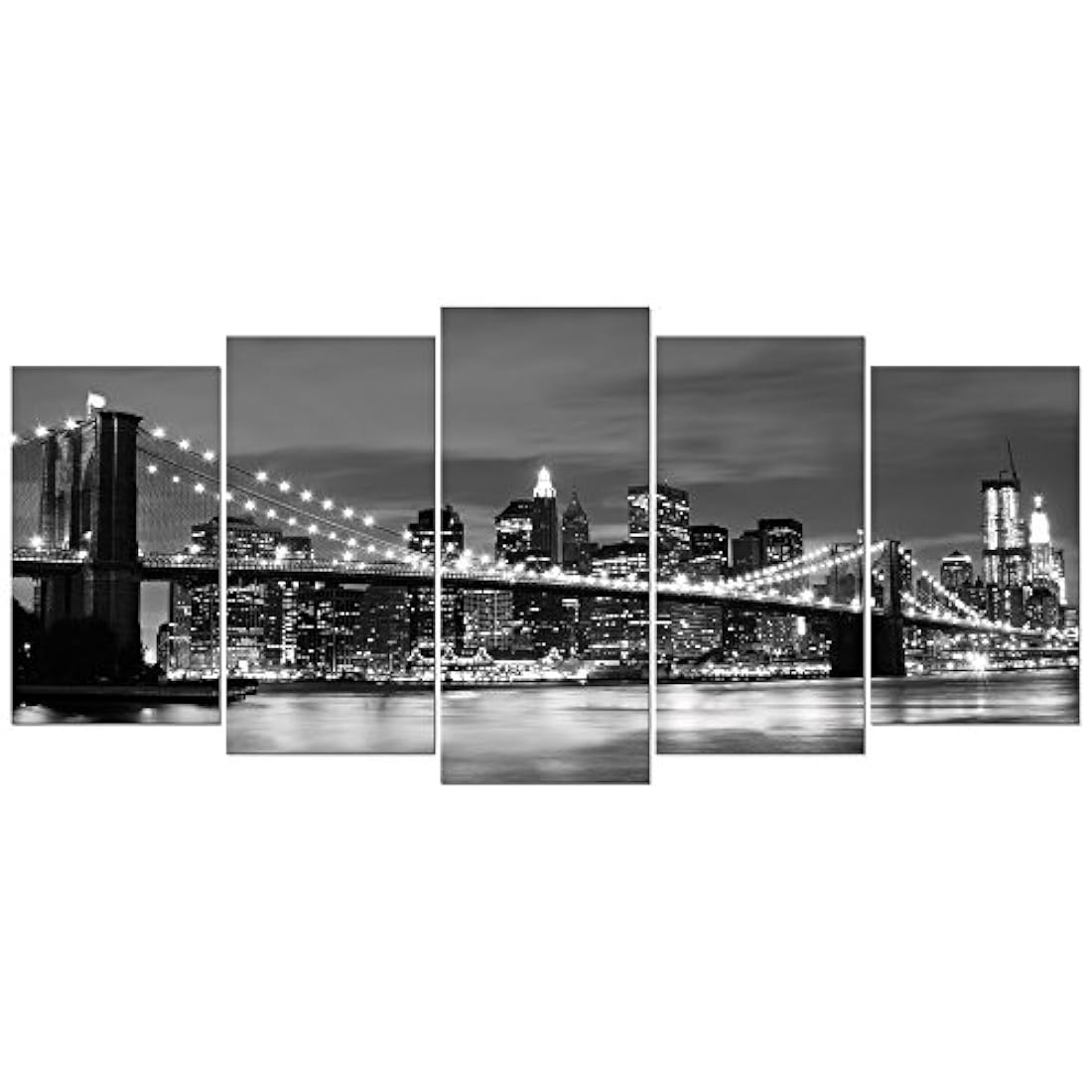 Cuadro de vista nocturna del puente de Brooklyn.