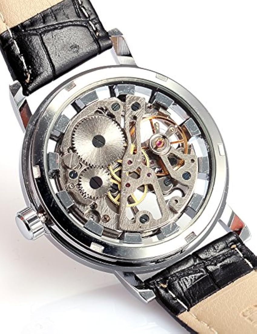 Reloj de pulsera mecánico para hombres, mano de esqueleto