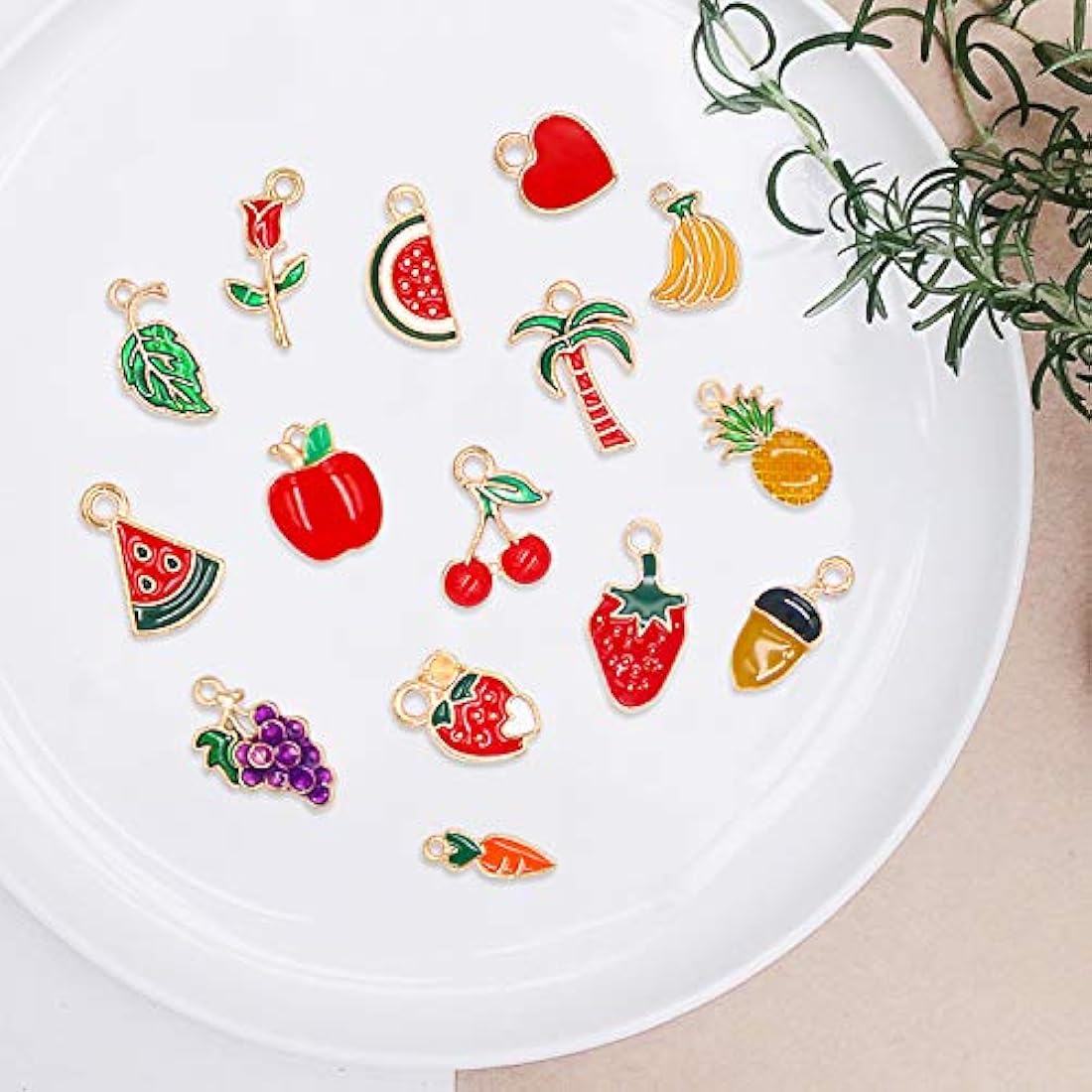 Dijes y Medallas abalorios de esmalte chapado en oro