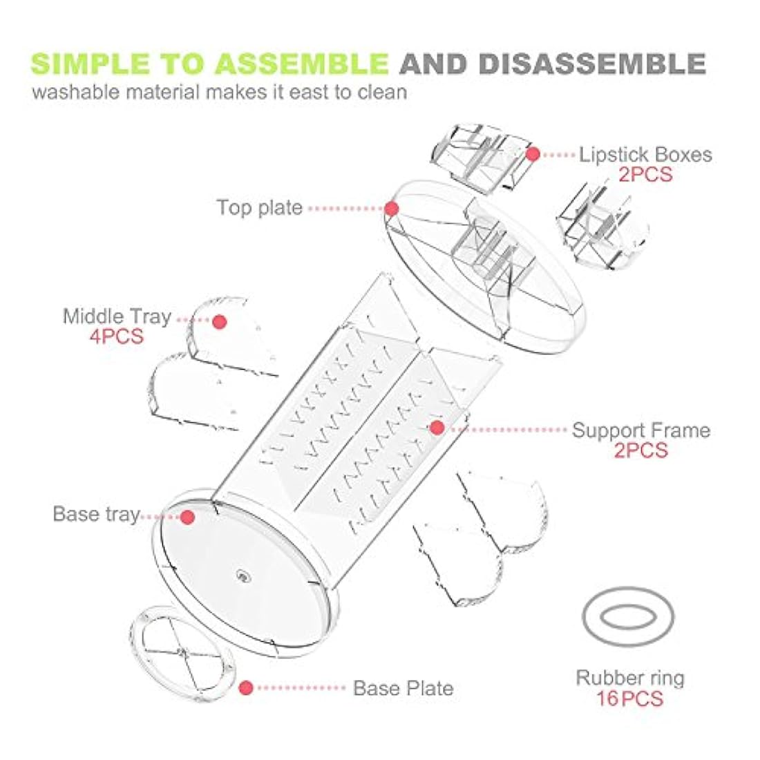 Estuche organizador de maquillaje giratorio 360 grados
