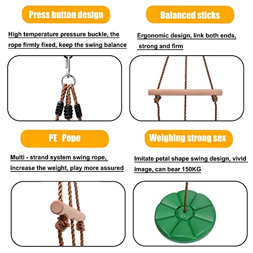 KINSPORY - Columpio de disco para niños, columpio de árbol para patio trasero, barras de mono de gimnasio, accesorios ajustables de altura de 7 pies, juego de columpios para exteriores
