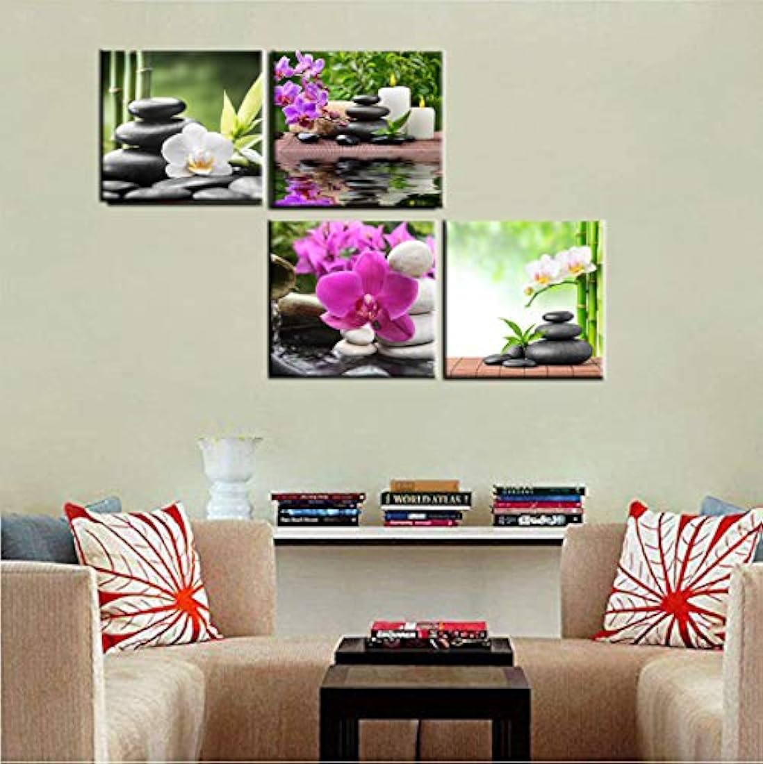 Lienzo artístico Zen Prints Spa decoración de pared 4 paneles