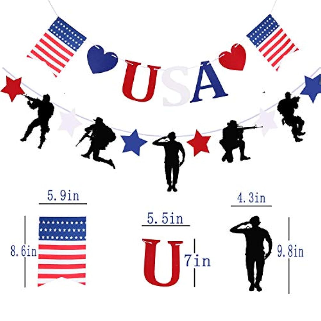 Gz Party Patriótico Soldado Decoración, 4 de julio