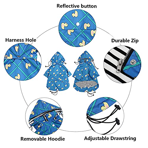 Morezi - Impermeable con cremallera y botones reflectantes para perro, para la lluvia, cordón ajustable, capucha extraíble, elegante y de primera calidad, tallas disponibles XCh a XXG