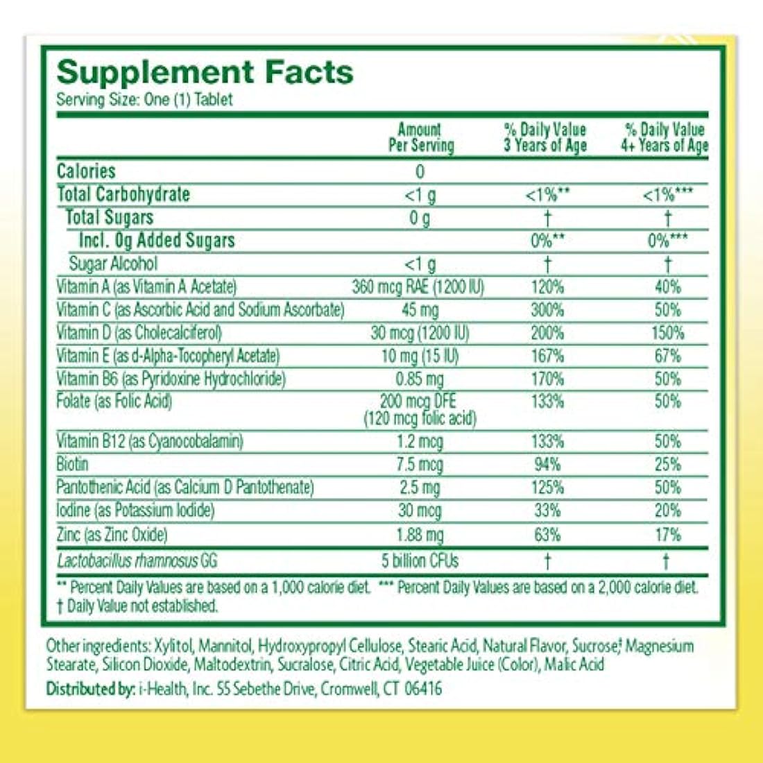Culturelle Complemento de probióticos y multivitamínico para niños, masticable para el apoyo digestivo y apoyo inmunitario - Excelente fuente de las vitaminas antioxidantes A, C y E - Contiene LGG, el probiótico probado, 1