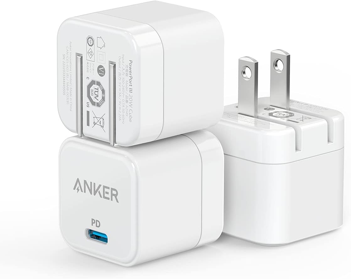 Paquete de 3 cargadores rápidos USB C Anker con enchufe