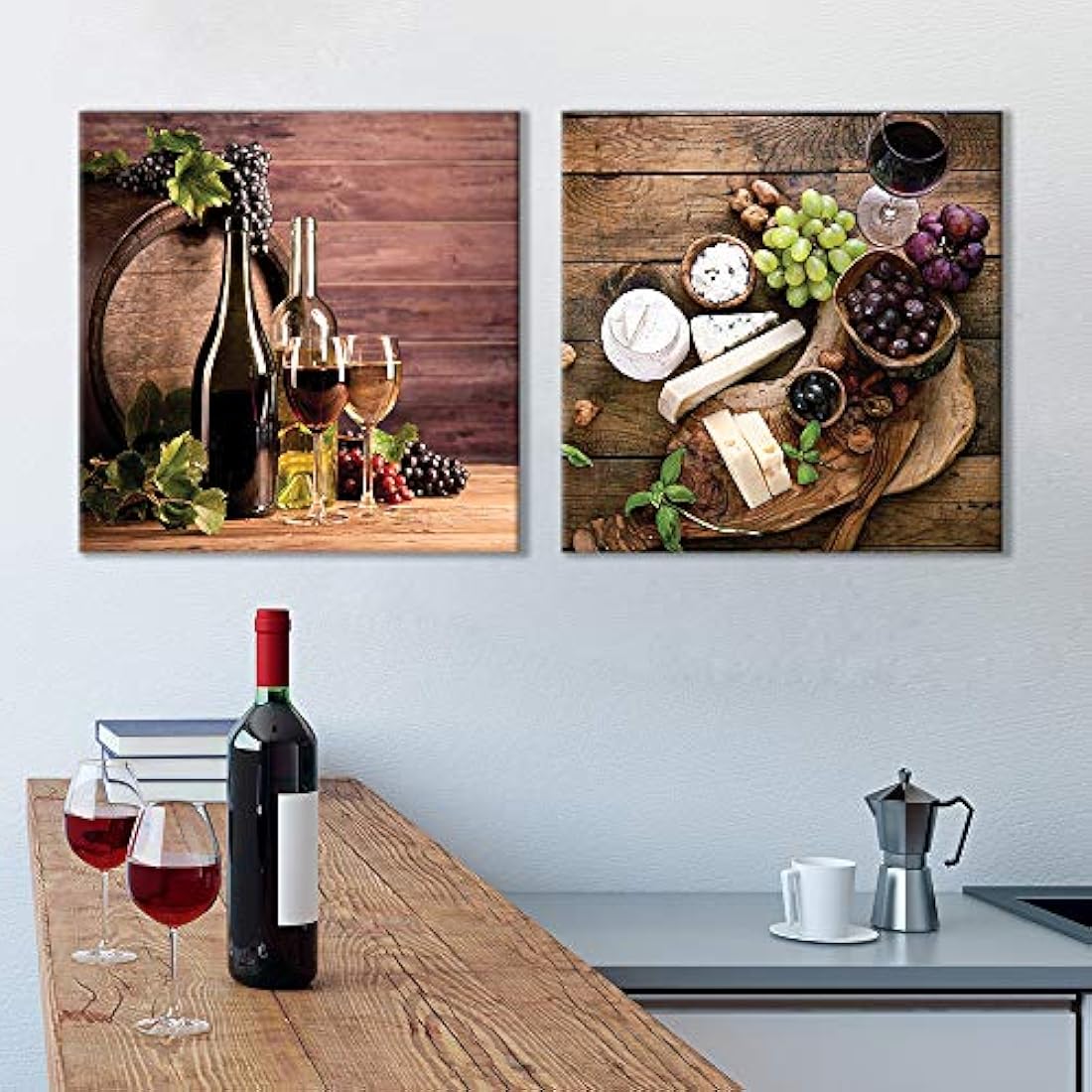 NWT Lienzo decorativo para pared, diseño de vino y frutas