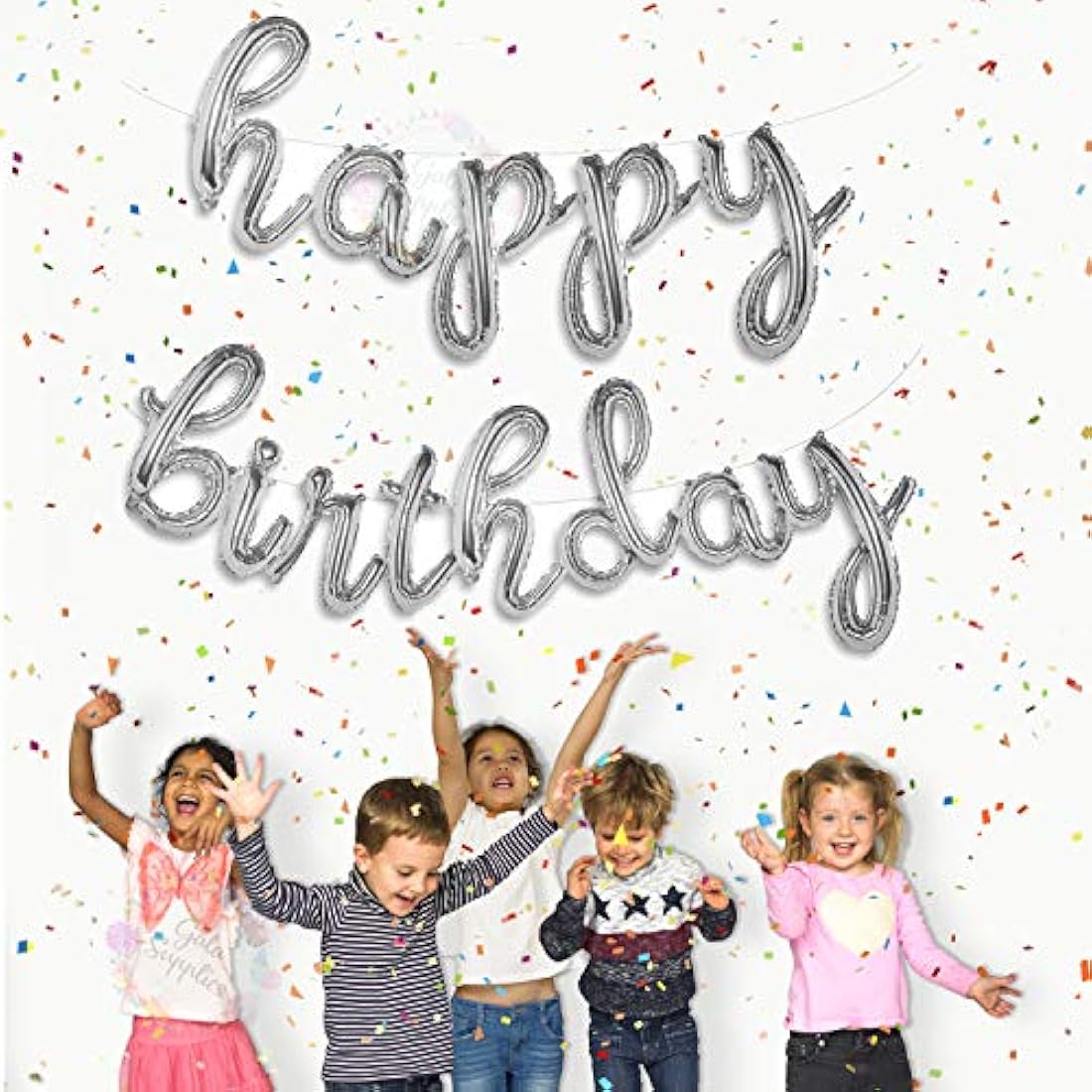 Globos de feliz cumpleaños, letras de globo doradas cursivas